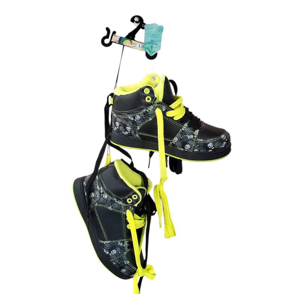 OP Youth 13 Neon Black & Yellow Skulls Hightop Sneaker Unisex New W/Tags